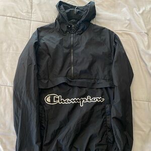 Champion Black Windbreaker High Collar Jacket